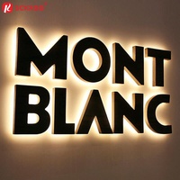 Letras de Canal con Retroiluminación LED y Logotipo Metálico 3D Personalizado en Oro para Decoración de Interiores de Tiendas de Marca de Lujo