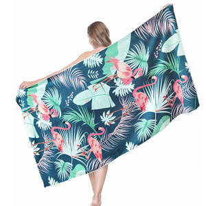Custom Print Super Rectangle Recycled Summer Flamingo Large Oversized Microfiber <b>Beach</b> Towel - Product Image 2