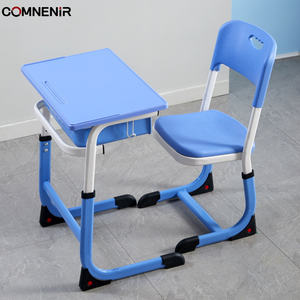 Ensemble de bureau et chaise d'étude pour enfants et étudiants, moderne, en métal, confortable et réglable, avec plateau en bois, mobilier scolaire - Product Image 5