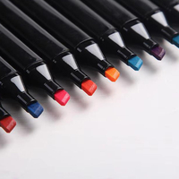 Prêt à expédier stylo pinceau permanent à pointe fine Non toxique Double pointe peinture à l'alcool stylo marqueur d'art avec sac de ceinture en tissu et base