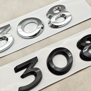 Numeri 3D in ABS Autoadesivi 206 207 301 307 <span class=keywords><strong>308</strong></span> 408 508, <span class=keywords><strong>Logo</strong></span> Emblema Adesivo per Bagagliaio Posteriore Auto, Badge Decalcomania per Accessori Peugeot - Product Image 3