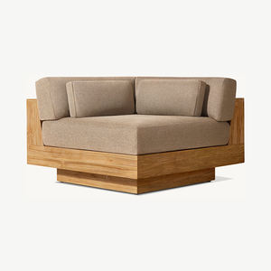 고급 야외 가구 티크 L 모양의 소파 단단한 나무 코너 소파 호텔 거실 단면 정원 소파 - Product Image 3