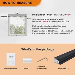 पर्सिलक्स 100% ब्लैकआउट रोलर रंगों के कोई उपकरण/ड्रिल कॉर्लेस थर्मल इन्सुलेटेड uv सुरक्षा गोपनीयता (ब्लैक 22 "w x 72" एच) - Product Image 5