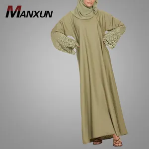 Islamic Abaya Modest Dress Long Sleeves Fashion Modern Style Lace Muslim Abaya Dress