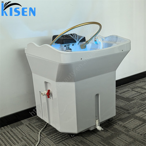 KISEN 60L White Portable Shampoo Bowl Modern Mobile Shampoo Sink for Hair Salon Barber Shop Spa Equipment with Water <b>Storage</b> - Product Image 4