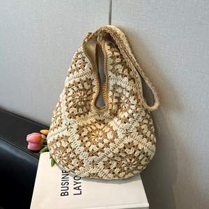 Main crochet grand femmes été sac à bandoulière fermeture ouverte fleur décoration mignon dame épaule Shopping sac de plage - Product Image 4
