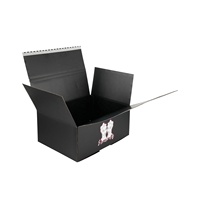 Boîte d'expédition en carton ondulé noir personnalisée avec bande de déchirement, rabats entièrement superposés et impression de logo couleur pour l'e-commerce