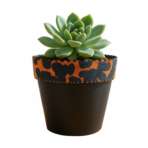 NF Lauren Black Leopard Flower Pot Private Label Hand Painted Decorative <b>Plastic</b> Garden <b>Planter</b> Animal Print Desktop Plant Pot - Product Image 4