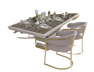 Nueva Silla de Comedor Plegable de Acero Inoxidable Dorado Contemporáneo, Tapizada en Terciopelo, con Patas de Madera para Hotel, Hogar y Apartamento - Product Image 1