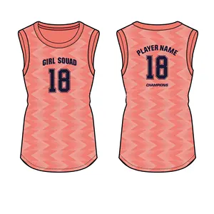 Wholesale Long Sleeves Pink Volleyball Shirts Team Sports Jersey Set Sublimation Print