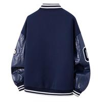 Veste Bomber Varsity Homme OEM Style Contrastant Streetwear Broderie Lettres Décontractée avec Col