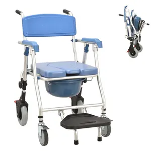 Chaise de douche pliante médicale en alliage d'aluminium tabouret de banc de bain avec commode