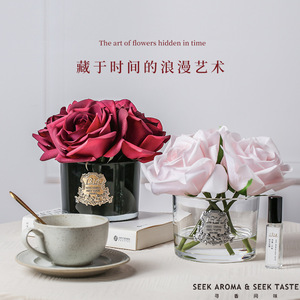 Flor Artificial Rosa Hesshes en Florero de Vidrio, Decoración de Interiores, Ambientador, Regalo para Dormitorio - Product Image 4