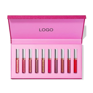 Juego de regalo de lápiz labial con brillo de labios cosmético 2022, contenedor de oro, cajas de papel personalizadas magnéticas cuadradas, diseño en relieve, <span class=keywords><strong>precio</strong></span> competitivo - Product Image 2