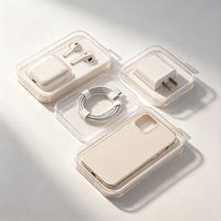 Emballage en blister rectangulaire écologique moulé sur mesure pour l'électronique grand public, câble de chargeur d'écouteurs, étui de téléphone, coque en plastique transparente