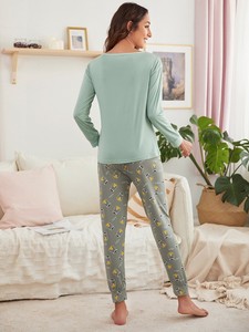 Conjunto de Pijamas para Mujer, Dos Piezas, Ropa de Dormir para Chicas, Ropa de Estar por Casa de Verano, Venta al Por Mayor - Product Image 5