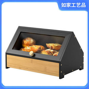 Wooden Bread Box Bamboo Acrylic Lid Modern Simple Home <b>Kitchen</b> <b>Storage</b> <b>Container</b> - Product Image 5