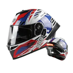 Capacetes para motocicletas DOT e ECE azul, capacete elegante para motociclismo, capacetes flip-up