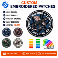 Écusson brodé personnalisé pour anniversaire d'entreprise, motif mascotte dragon, pour reconnaissance du personnel, prix de gros