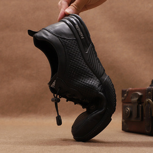 <b>Men</b> Genuine Leather Round Toe Lace Up Breathable Mesh Insole Office Career <b>Dress</b> Shoes - Product Image 3