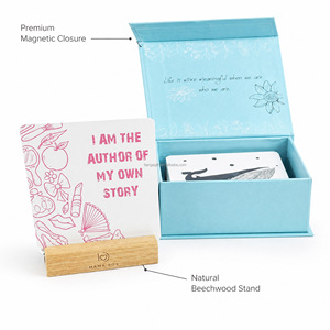 Tarjetas de Afirmaciones Personalizadas con Caja de Regalo Magnética, Soporte de Madera Natural, 50 Citas Diarias de Mindfulness, Regalo de Bienestar, OEM - Product Image 3