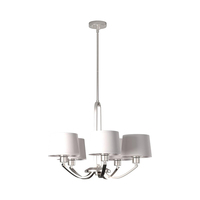 Lustre à 5 lumières avec abat-jour en tissu blanc pour salon et salle à manger
