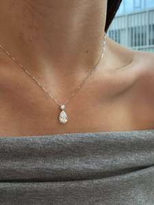 Collar de Plata de Ley 925 con Colgante de Moissanita en Forma de Pera, Colgante Solitario en Forma de Lágrima, Joyería para Regalo de Boda o Fiesta - Product Image 4