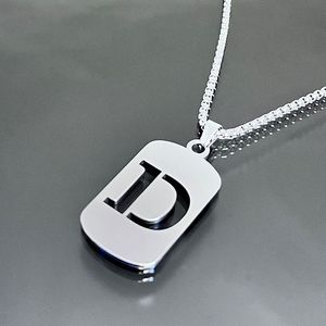 Trendy Hollow Initial Letter Name Colar Prata Aço Inoxidável 26 Alfabeto Colar De Pingente Para Homens Mulheres Jóias - Product Image 4