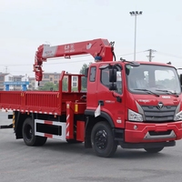 Petit camion Foton 4x2 de 6,3 tonnes avec grue à bras hydraulique rigide et flèche télescopique, grue montée sur camion en promotion