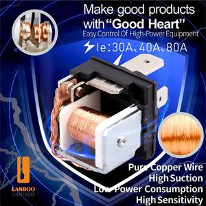 LANBOOハイパワー保護12V/24Vカーリレー30/40/80A 4/5ピンプラスチックバックJD1912/2912/1914/2914プラグイン密封JD1912 24VDC - Product Image 4