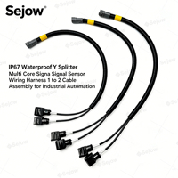 IP67 Waterproof Y Splitter Multi Core Signal Sensor Wiring Harness 1 ke 2 Kabel Perakitan untuk Otomasi Industri