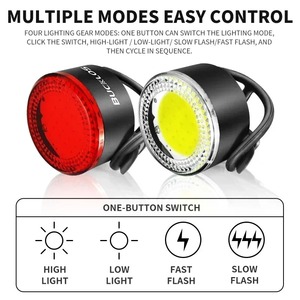 OEM/ODM BUCKLOS COB自行车尾灯前灯USB充电自行车警示灯MTB发光二极管前后灯笼自行车灯套装 - Product Image 2