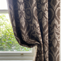 Tissu satiné jacquard floral marron élégant de haute qualité en gros pour rideaux