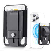 Pemegang kartu ponsel magnetik dapat dilepas kuat pegangan jari dompet ponsel kulit pu berdiri untuk magsafes