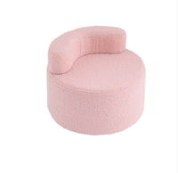 Pouf rond moderne pouf avec dossier en bois macaron couleur laine d'agneau mini chaise empilable pour salon pour villas