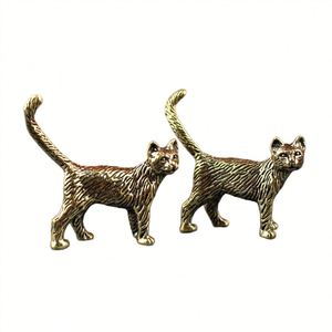 Ensemble de figurines de chat en laiton vintage faites à la main - Ornement décoratif animalier en métal pour la maison et les collectionneurs - Product Image 4