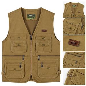 Gilet Cargo utilitaire sans manches coupe-vent en coton pour hommes de haute qualité Logo personnalisé Streetwear multi-poches bouton respirant été - Product Image 3