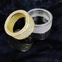 2025 luxe Micro pavé réglage or laiton Cluster anneau vente chaude pour hommes et femmes fête anniversaire fiançailles plaqué or