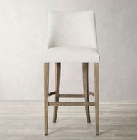 HLM28 Chaise de bar sans accoudoirs en bois, style ferme moderne, revêtement en tissu durable, pour la maison, le bar, l'hôtel, usage commercial