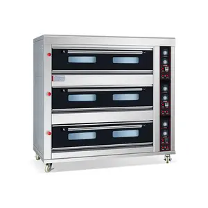 Oven pemanggang roti tenaga gas, 1 2 3 deck 1 2 3 4 6 9 tray single double tiga lapisan harga rendah