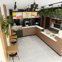 Vitrine de présentation en acier inoxydable avec cadre métallique et veinage de marbre pour magasin de vente au détail de shawarma industriel naturel