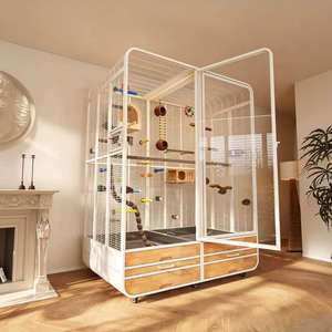 Cage de Luxe pour l'Élevage d'Oiseaux, Volière pour Perroquets, Cage à Oiseaux Ventilée 4 Côtés, Cage à Pigeons avec Cadre en Acier Carbone et Tiroir de Rangement - Product Image 5