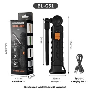 USB có thể sạc lại dẫn công việc ánh sáng lớn cầm tay từ treo đèn lạnh trắng cắm trại ngọn đuốc không thấm nước Tính năng ABS cơ thể AA - Product Image 5