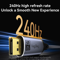 Câble Type-C vers DP 8K 60Hz, câble vidéo HD USB C vers DP pour la mise en miroir de l'écran d'un ordinateur portable/téléphone