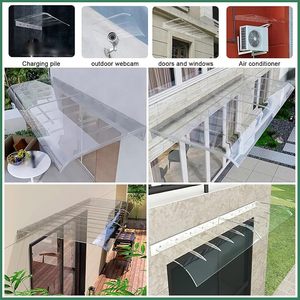 Auvent de porte <span class=keywords><strong>en</strong></span> <span class=keywords><strong>polycarbonate</strong></span> transparent résistant aux chocs, anti-neige et anti-vent, <span class=keywords><strong>pour</strong></span> entrée de bâtiment extérieur, 10 m² de surface de toiture - Product Image 6