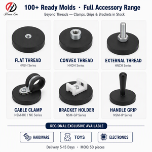 Vehicle Roof Advertising Sign Holder Magnetic Round Base Anti Scratch Rubber Coated Mounting Magnet with Threaded Stud and Knob - Product Image 6