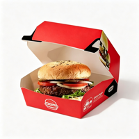 Boîte à hamburger en carton blanc compostable et résistant, impression quadricolore, logo personnalisé, emballage jetable pour hamburger à emporter, vente en gros