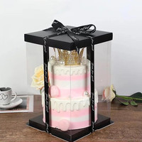 Boîte-cadeau transparente de 20, 28cm, fleur artificielle, Rose, ours, emballage pour la saint-valentin, mariage, anniversaire, gâteau, décoration, boîte transparente