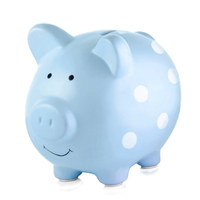 Petite tirelire en céramique rose, blanc, bleu, personnalisé, mignon