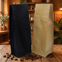 Sacs d'emballage de café en matériau laminé personnalisés en gros, haute sécurité, pochette à huit côtés avec valve de dégazage